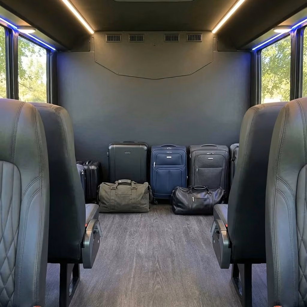 dana point 20 passenger minibus luggage area