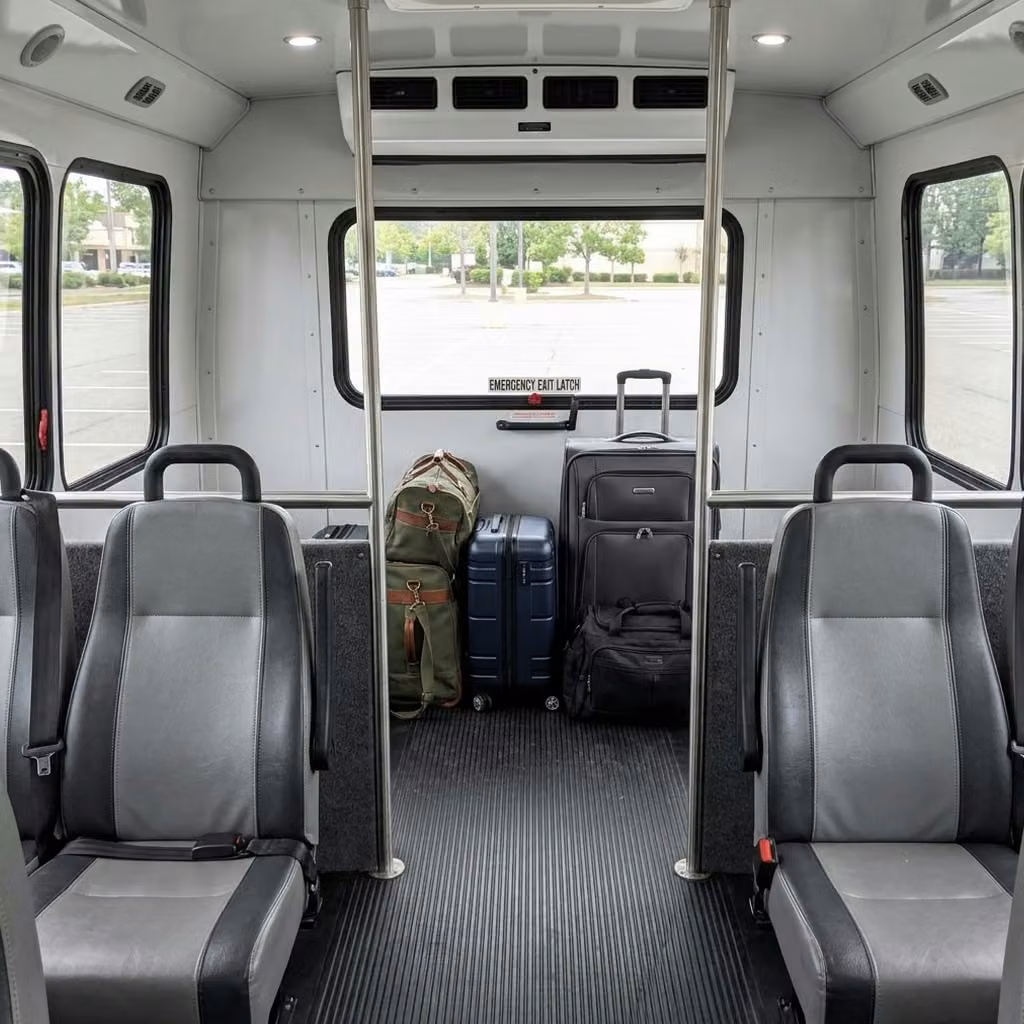 dana point 28 passenger minibus luggage area