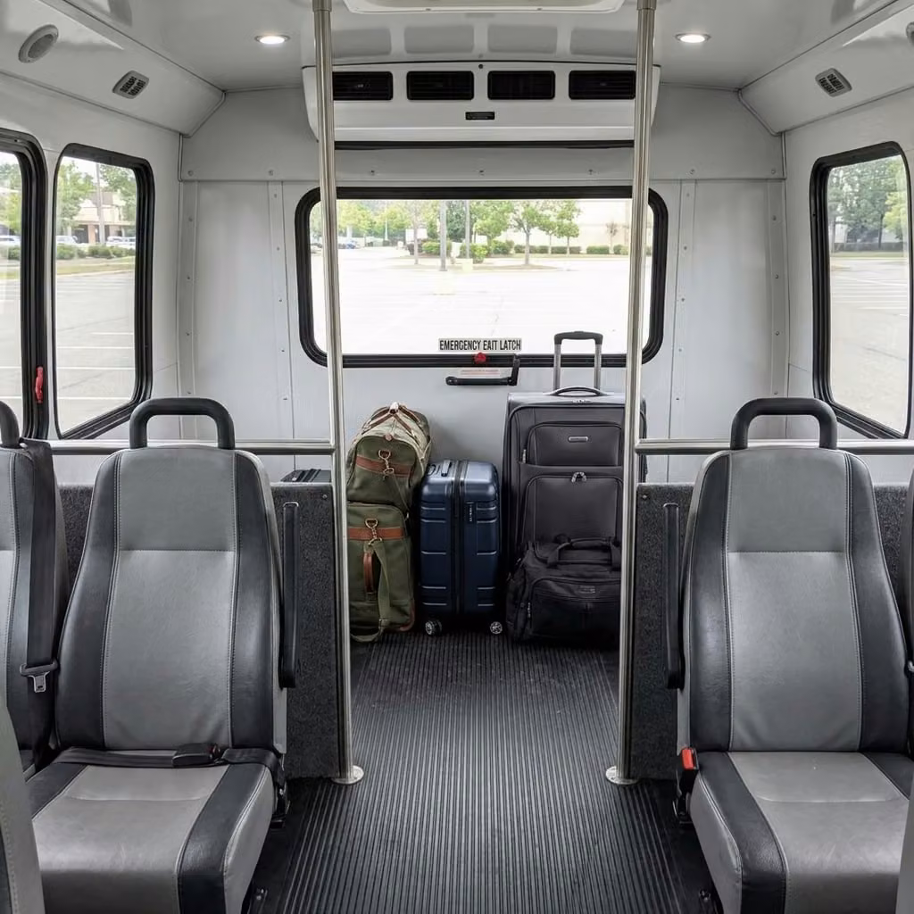 dana point 30 passenger minibus luggage area