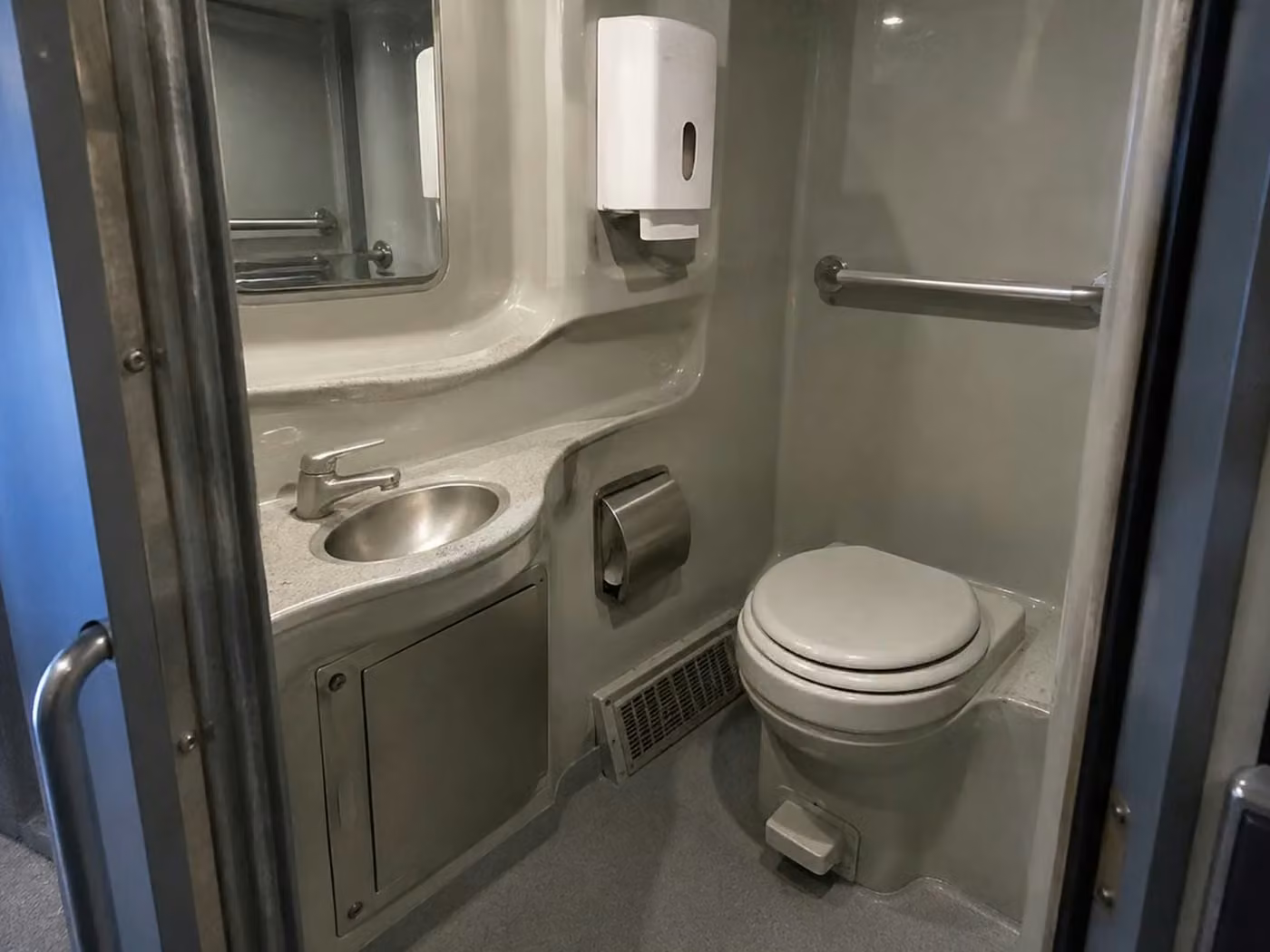 dana point 56 passenger charter bus onboard restroom