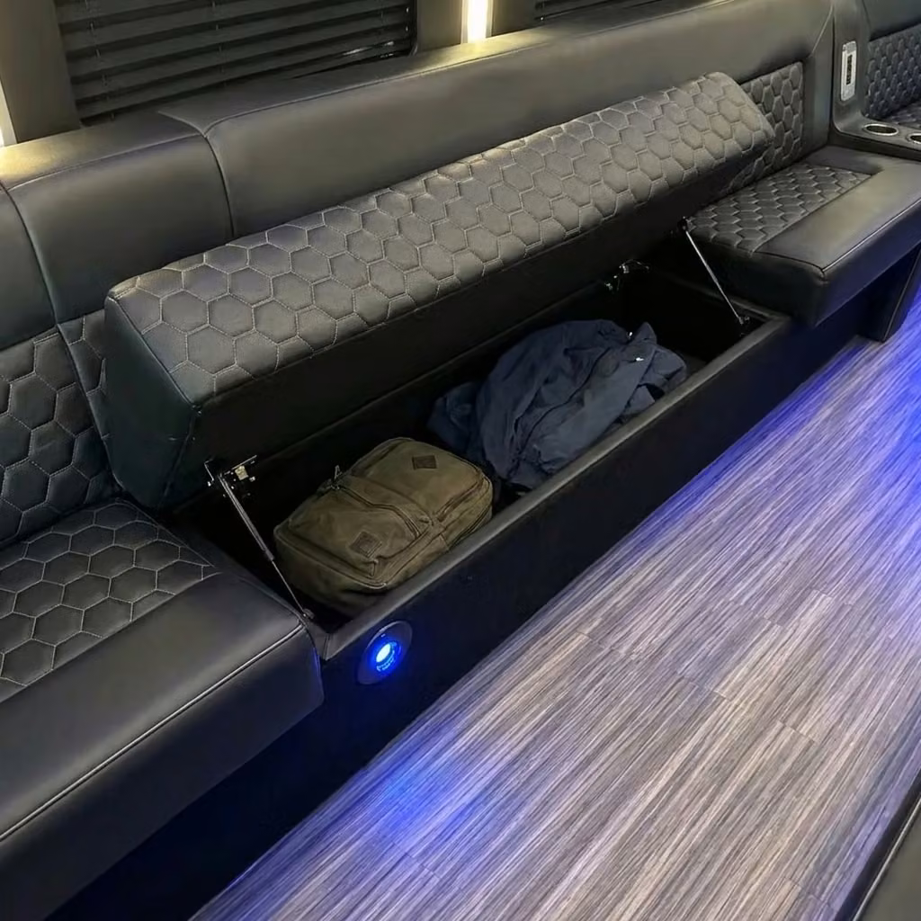 dana point party bus under seat storage